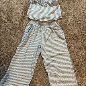 Maurices Blue and White Striped 2 piece outfit